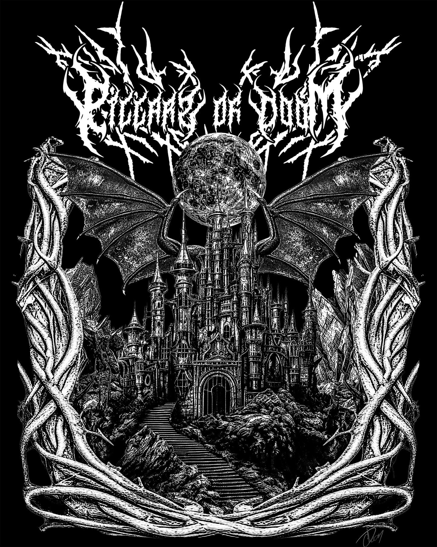 Pillars Of Doom- Bat Castle Tee